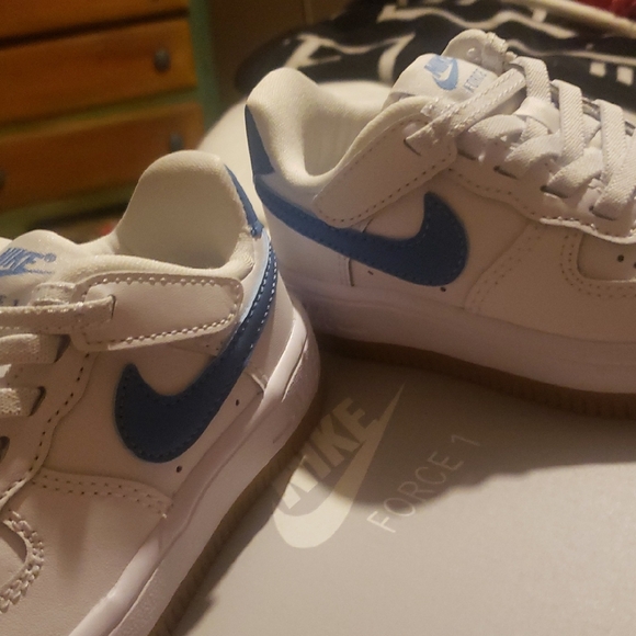 Nike Air Force 1 White and Blue Sneakers